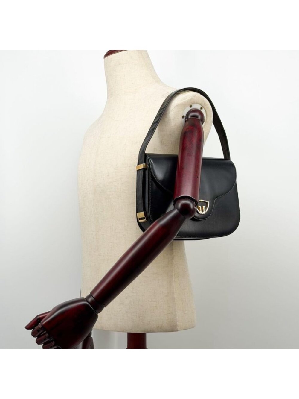 Gucci Vintage Handbag Black GG Interlocking - Picture 5 of 15